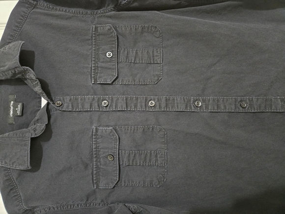 Claiborne small men's black stripe textured button up long sleeve shirt - Picture 2 of 8